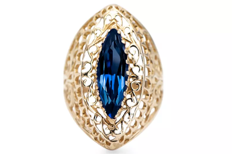 Zafiro Oro amarillo de 14 quilates Anillo Vintage vrc090y